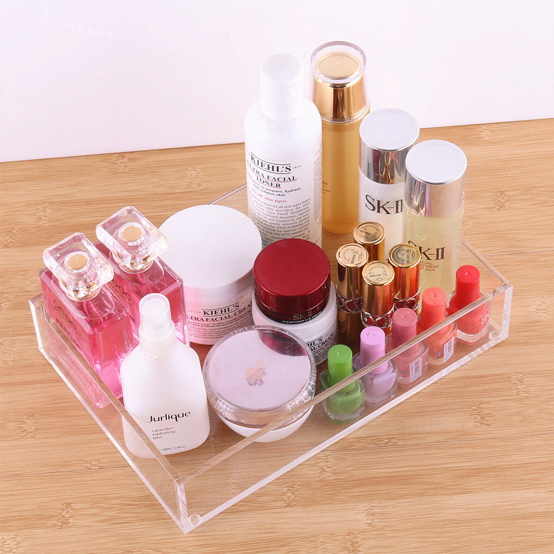 China Factory Customized Transparent Perspex Acrylic Cosmetic Vanity Jewelry Holder Tray Handmade