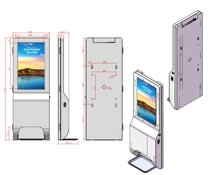 21.5 Inch Wall Mounted/Floor Stand Digital Signage Monitor Auto Hand Sanitizers Dispenser Advertising LCD Display