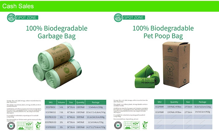 Super Large Size, Strong Toughness and Leak Proof Biodegradable Corn Starch Blue Garbage Bag