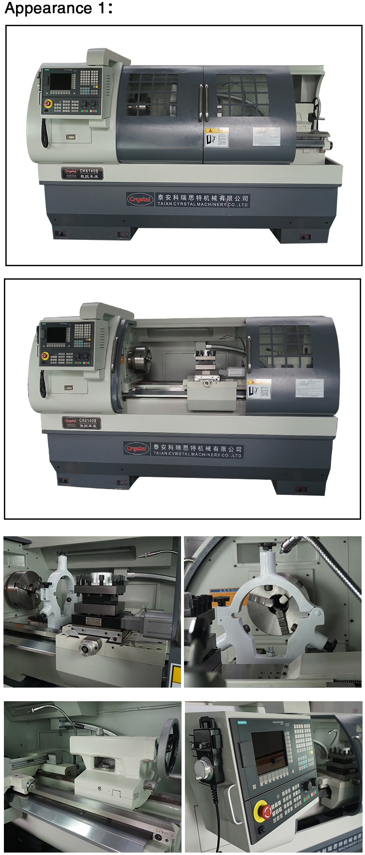 Ck6140b CNC Machine Tool Siemens 808d/ Fanuc CNC Lathe Tornos