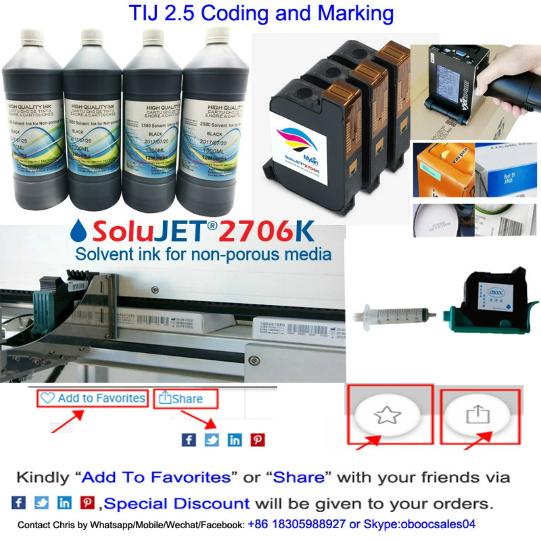 Fol13b Tij2.5 Fast Dry Solvent Ink Cartridge for 2580 B3f58A 2590