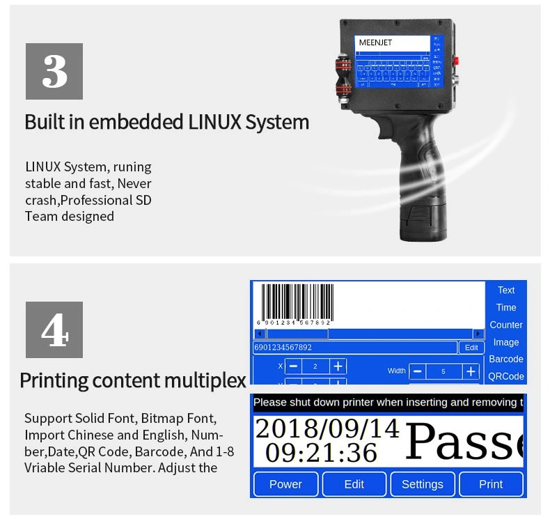 Touch Screen Mini Handheld Printing Machine Small Character Expiry Date Inkjet Printer for Carton/PE Bag/Paper Bag/PVC Pipe/Bottle/Aluminum Box Coding