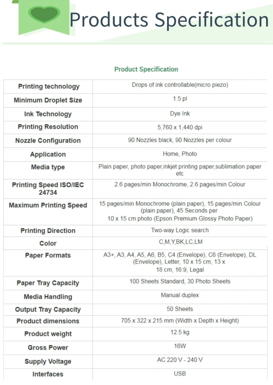 Borderless A3+ Photo L1800 Digital Printing Sublimation Inkjet Printer