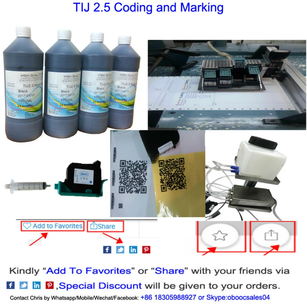 Date Code Printing Water Based Coding Ink for 45A Tij Ink Cartridge