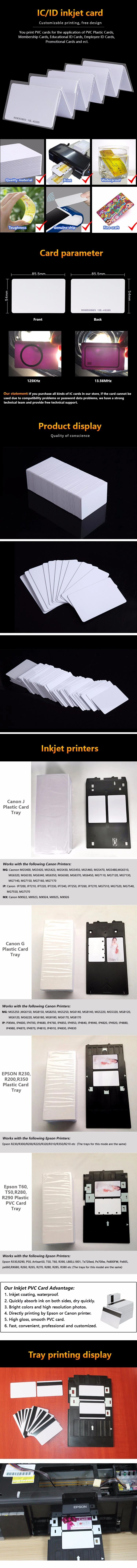 Good Sales Epson L1800 Printable Cr80 White Blank Inkjet PVC Card