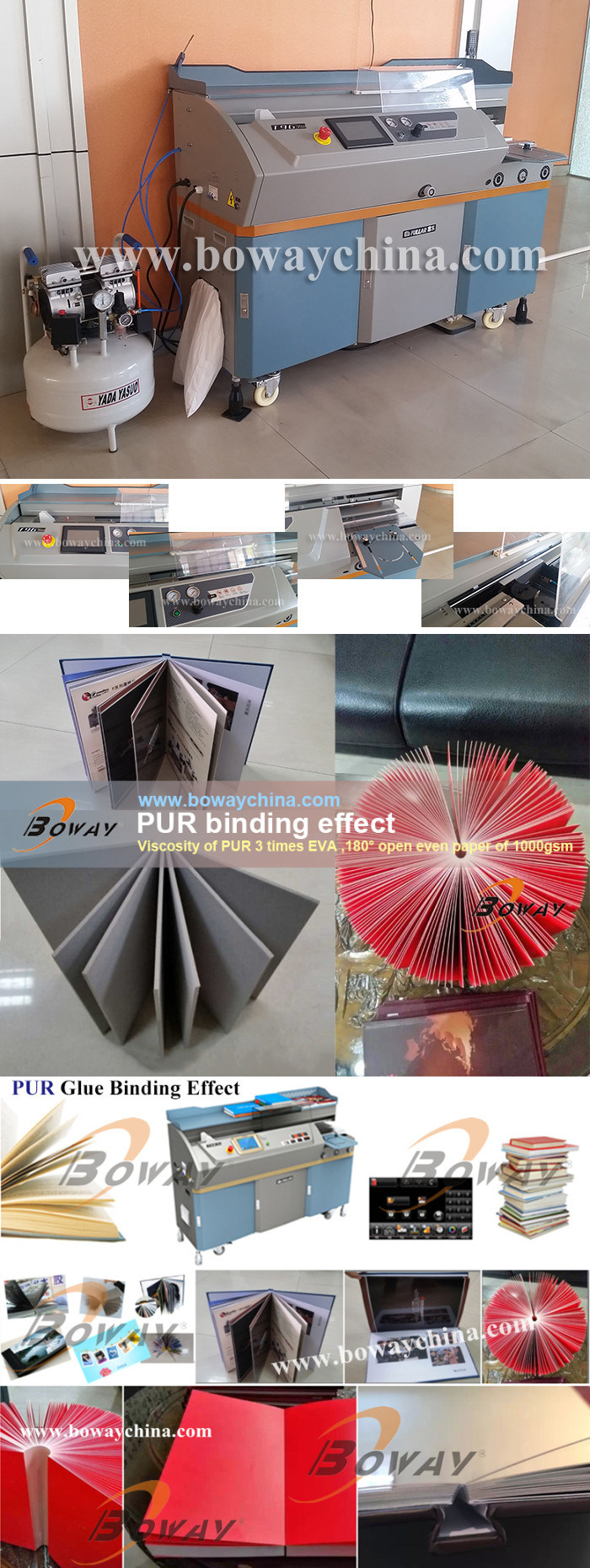 Pur Glue Manu Booklet Photo Book Block Paper180 Degree Opening Tiling Advantages of Binding Machine