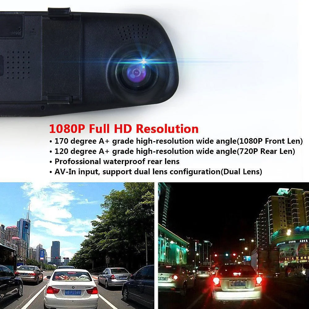 4.3inch Rear Mirror Camera Car Black Box with GPS