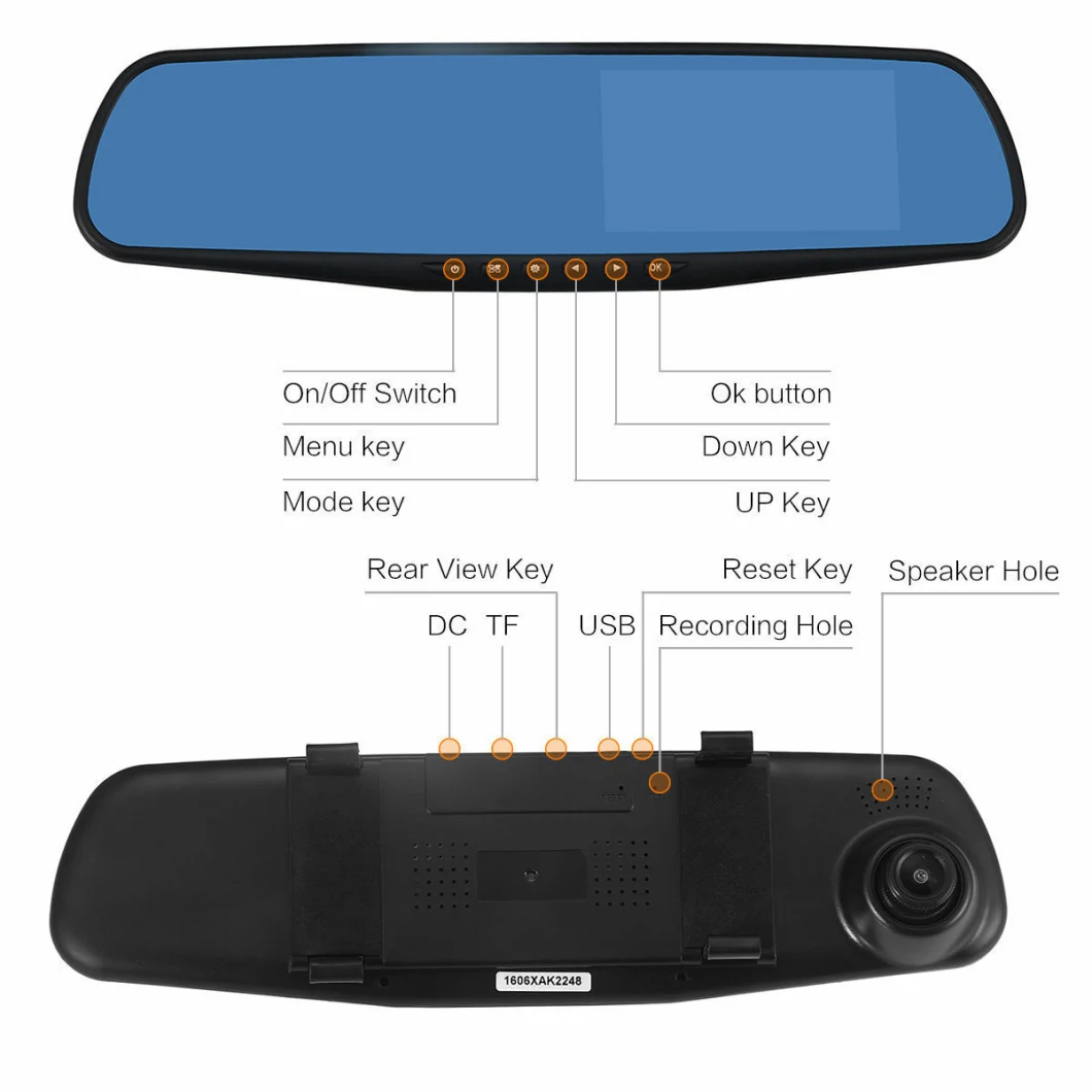 4.3inch Rear Mirror Camera Car Black Box with GPS