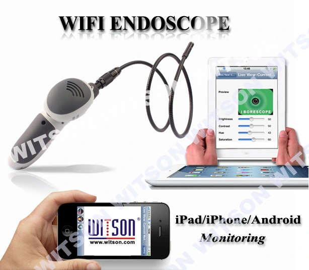 Witson Endoscope Inspection Snake Camera 8mm Camera Head, WiFi Support Apple and Android (W3-CMP3813WX)