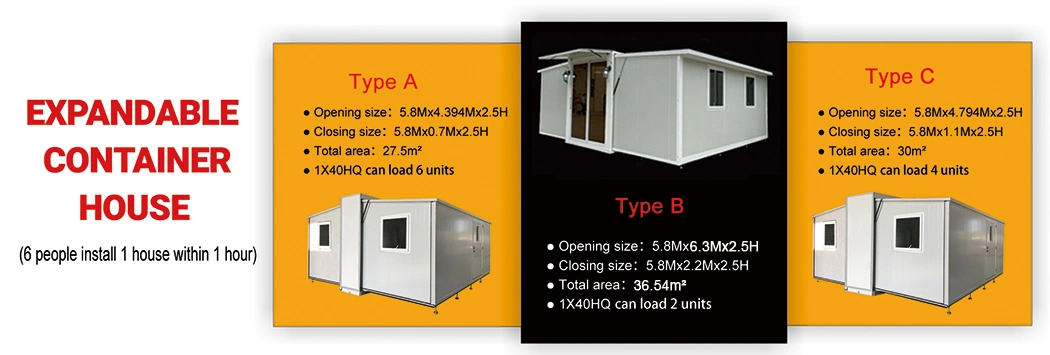 New Style Expandable Container House Prefab Container House with 2 Bedroom and Kitchen