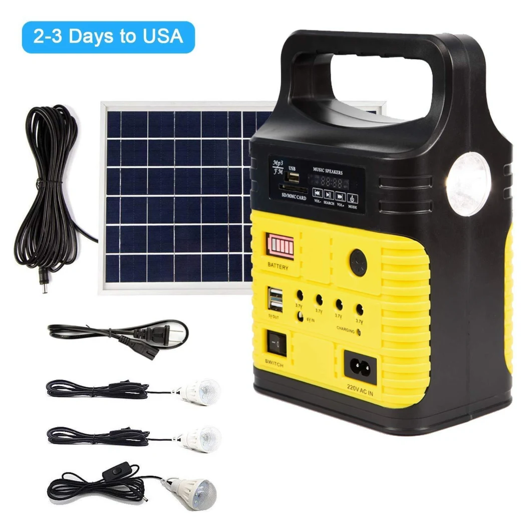 Solar Light Kit 10W FM Radio for Home Indoor Portable Small Solar Home Lighting System
