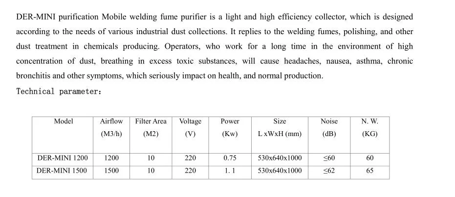 Big Airflow Welding Fume Extractor with Exhaust Dust Arm and Smoke Centrifugal Fan Blower