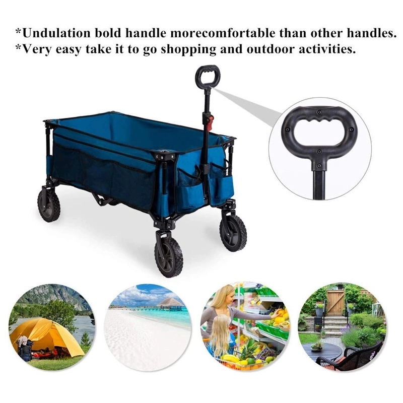 Canvas Pocket Camping Folding Cart Trolley Garden Folding Wagon Cart Push Cart