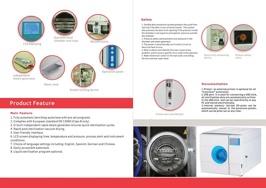 23L Tabletop Dental Autoclave with Ce/ISO Approved (Class N Veterinarian Autoclave Sterilizers) Ste-23-M