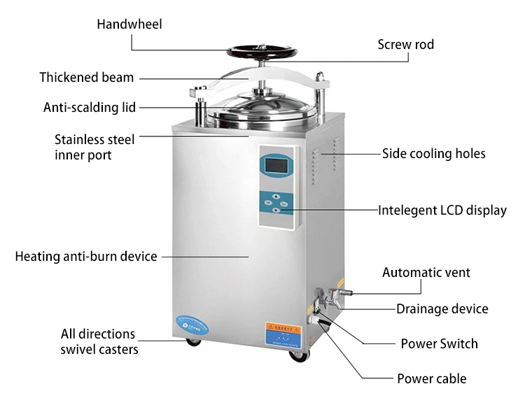 Lab Hospital Dental Autoclave Machine Vertical Steam Pressure Autoclave Sterilizer