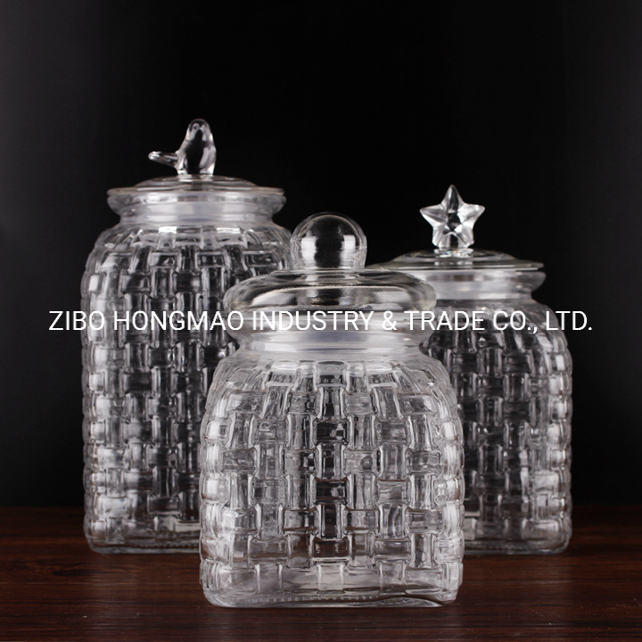 Big Capacity 4500ml Square Ribbed Food Glass Storage Jars with Glass Lids