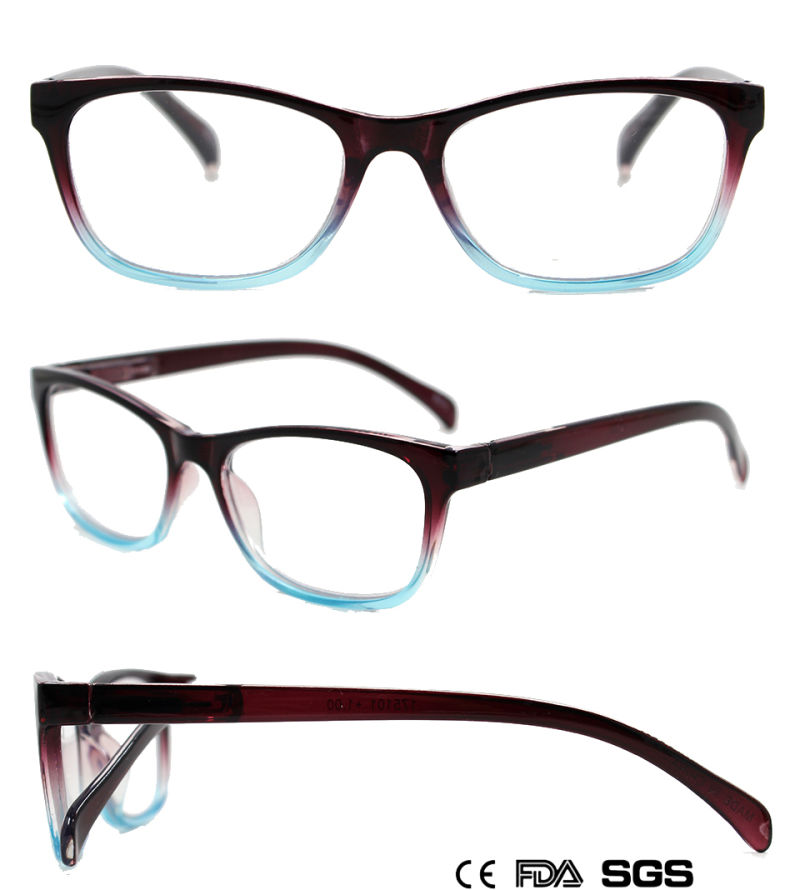 Square Plastic Reading Glasses with Gradient Colour (WRP804025)