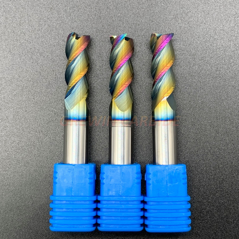 Gw Carbide Cutting Tool-Tungsten Carbide End Mill Aluminum Cutter with Polishing Surface and Rainbow Coating