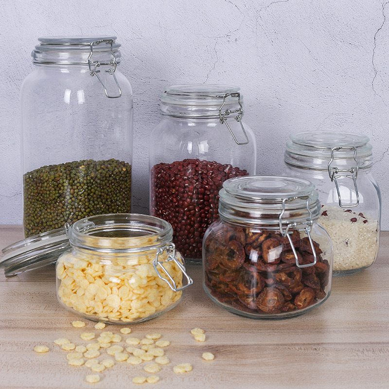Airtight Square Glass Storage Jars with Lid Glass Food Storage Canister Cookie Jar