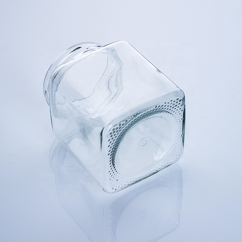 Square Shape Empty Glass Jar/Honey/Jam Jar Pickle Glass Bottle with Tin Lid, Square Glass Storage Jars