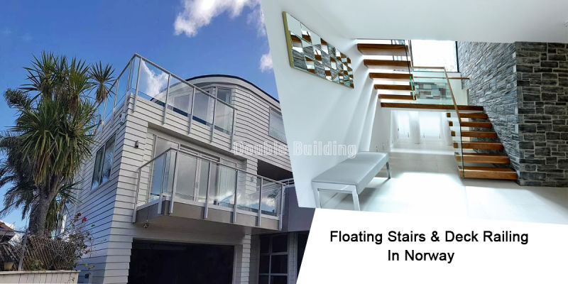 Modern Design Wooden Glass Handrail/Railing Solid Wood Staircase