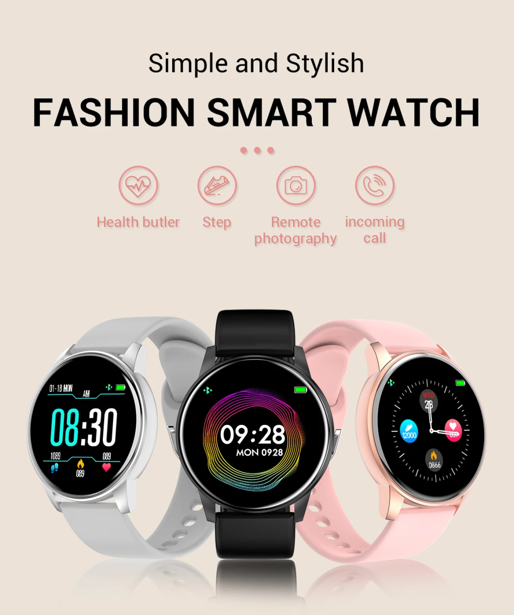 IPS Round Screen Full Touch Android Smart Watch Sleep Monitor Digital Bluetooth 4.0 Smart Watch W17