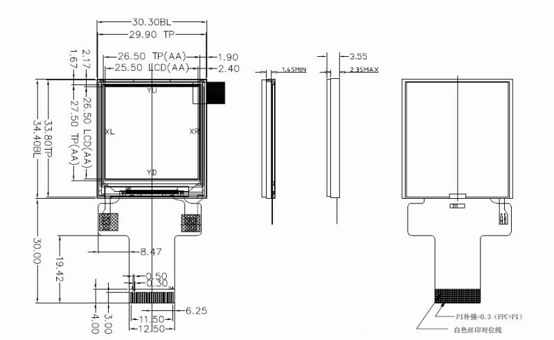 1.44 Inch 1.5 Inch Graphic TFT LCD Display with Capacitive Touch Screen
