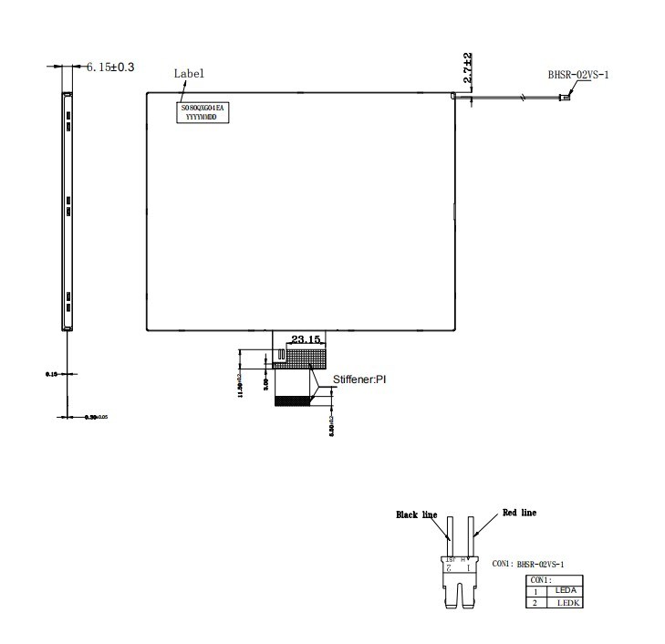 8 Inch 1024*768 Color 1000nits TFT LCD Display with Lvds Interface