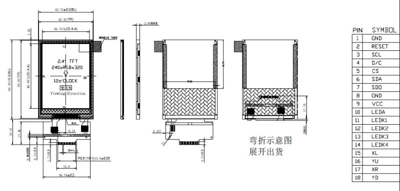 TFT LCD Screen 2.4" 240X320 Spi Interface Optional Touch Screen