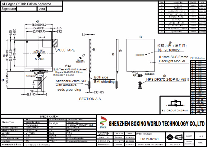 1.44-Inch High Luminance TFT LCD Display with 128*128, Spi Interface