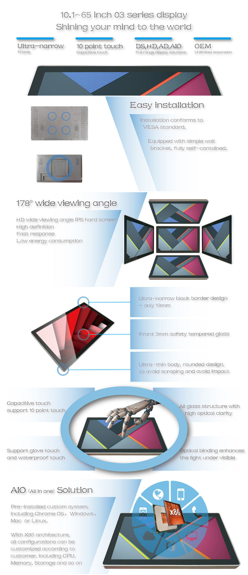 Hottest 15.6 Inch 10 Touch Screen Advertising Screen From China