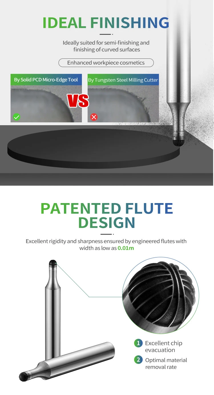 2 Flutes Ball End Mill Cemented Carbide Ball Nose End Mill Milling Tools for CNC Machining