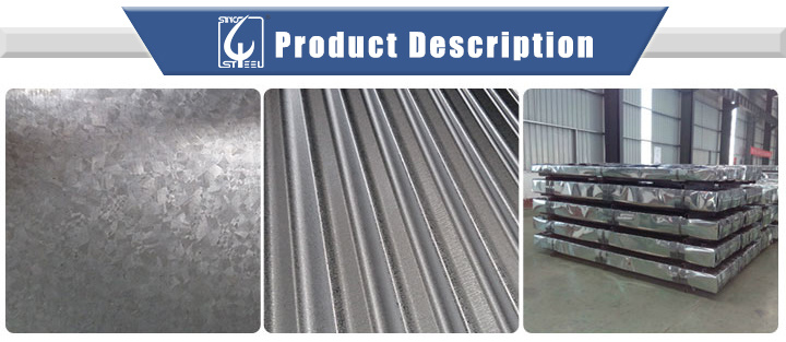 Corrugated Metal Roof Galvanized Steel Roofing Sheet Zn40-275