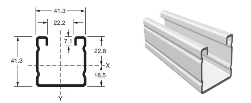 Hot DIP Galvanized Steel 41X41mm Strut Channel