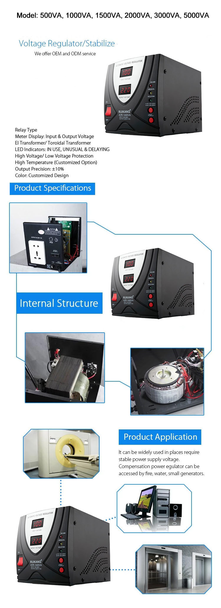 Silicon Steel Sheet Transformer 500-5000va 220V Voltage Stabilizer