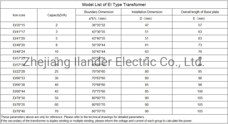 Manufacturer Ei dB5va Power Transformer with Silicon Steel Sheets