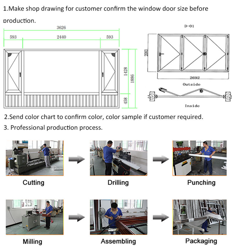 Double Sash Aluminium Casement Glass Louver Window/Jalousie Window