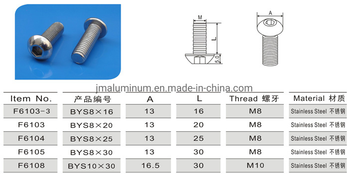 Butoon Head Screw for Aluminum Profile M8 for Aluminum Profile