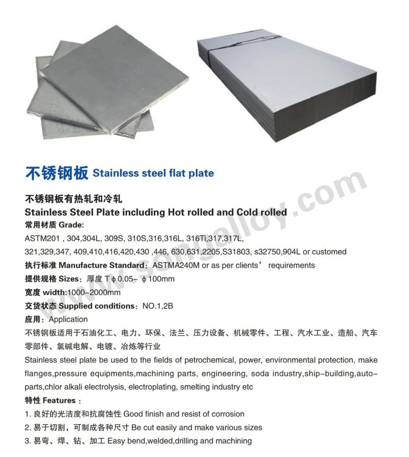 Stainless Steel Sheet for Hot Rolled or Cold Rolled