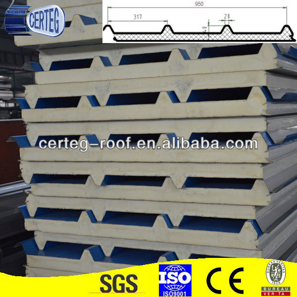 metal sheet Prefabricated PU Sandwich Roof Panel