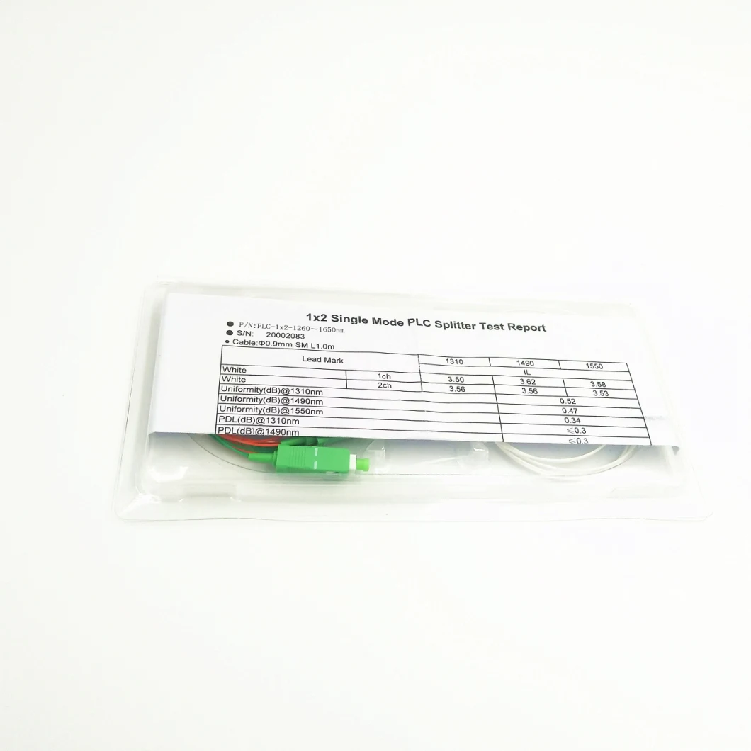 Low Insertion PLC Splitter for G657A Fiber Optic Cable 1*2 Mini Type Optical Splitter