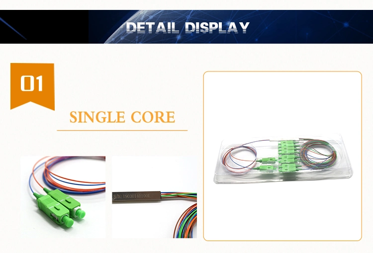 Mini Steel Tube Fiber Optical/Optic PLC Splitter 2X8 with Sc/APC Connector PLC Splitter
