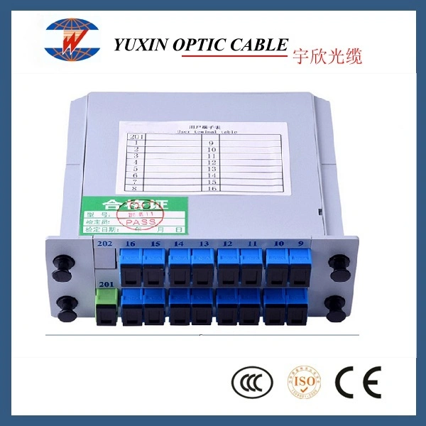 Splitter Lgx 1X8 Sc Upc Box Card Insertion Type FTTH Passive Fiber Optic PLC Splitter