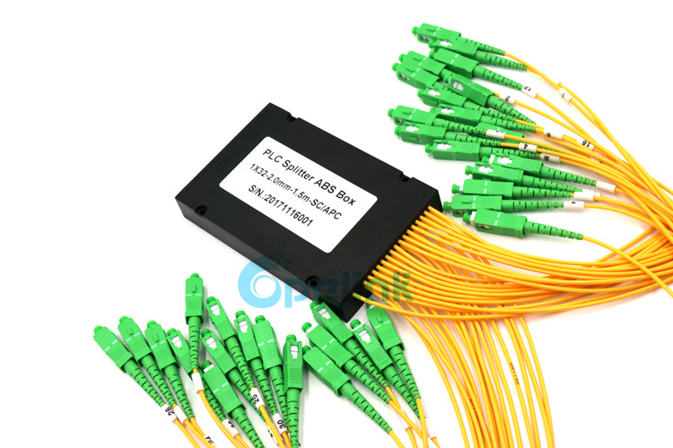 1X32 Fiber Splitter, Sc/APC Optical Fiber PLC Splitter ABS Box