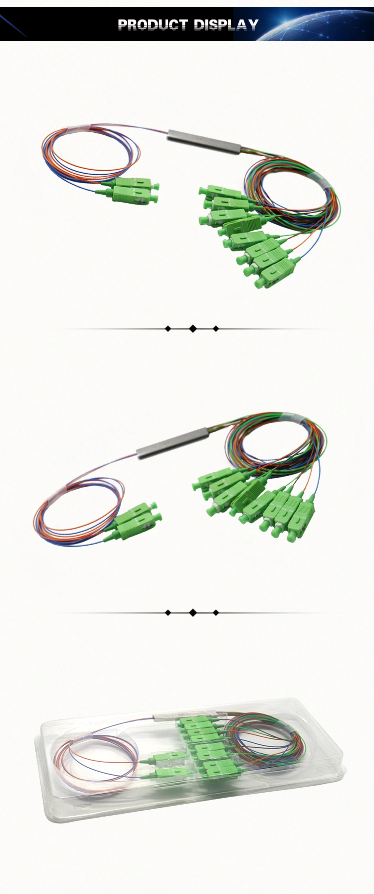 2*8 Optical PLC Splitter Sc/APC Optical Fiber Splitter
