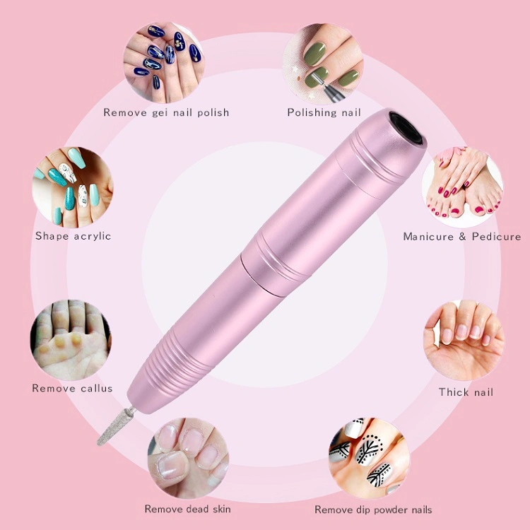 Electric USB Nail Drill Pen to Remove DIP Powder Gel Polish Cuticle Acrylic Nail