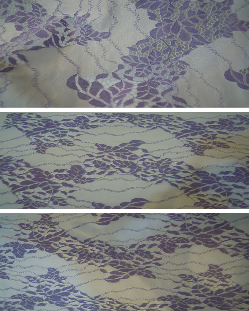 Fashion Cotton Dress Fabric Material Lace of Purple Leaves Design