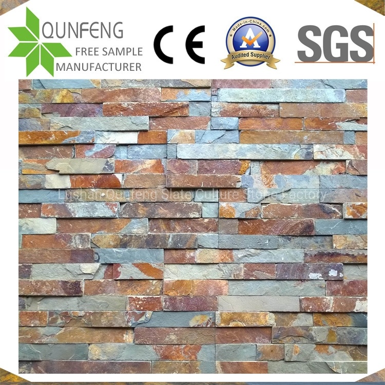 Natural Rusty Decorative Wall Cladding Panel Slate Cultured Stone Veneer