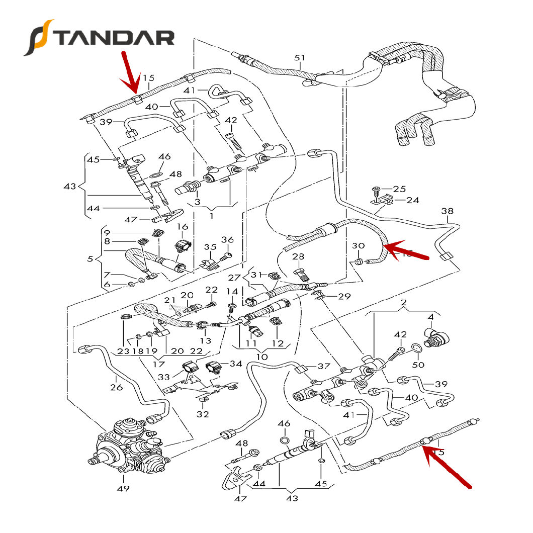 059130218an Diesel Fuel Injector Spill Rail Leak off Overflow Hose Pipe for Audi and Volkswagen