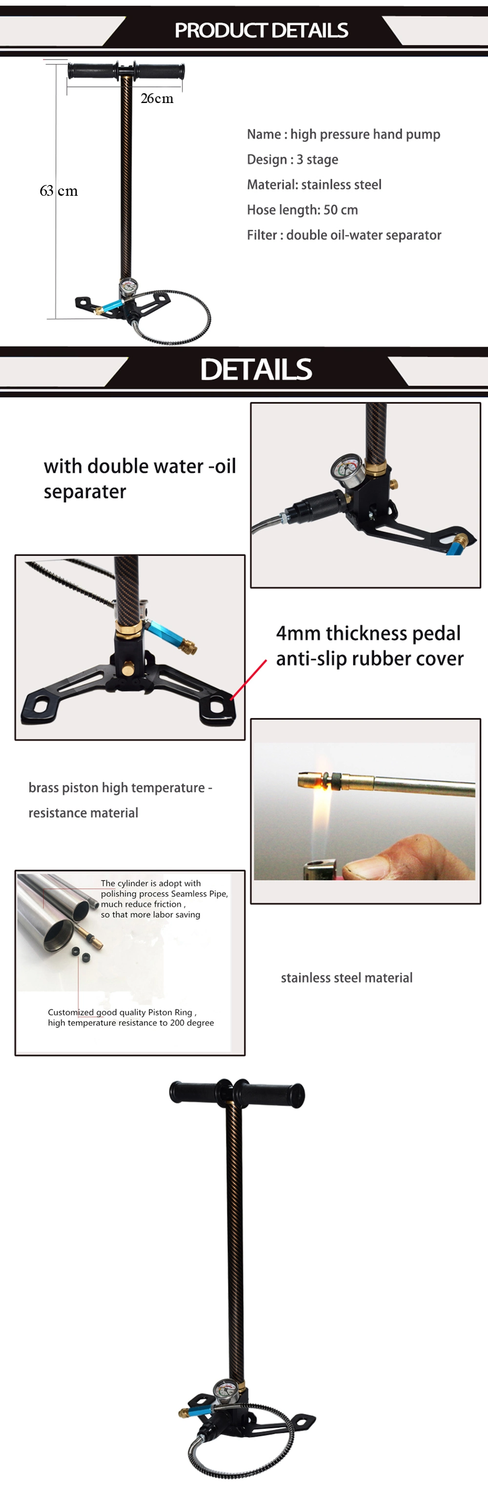 Air Gun Pump Pcp Hand Pump for Airrifke Bomba De Ar Paintball Gun 4500psi